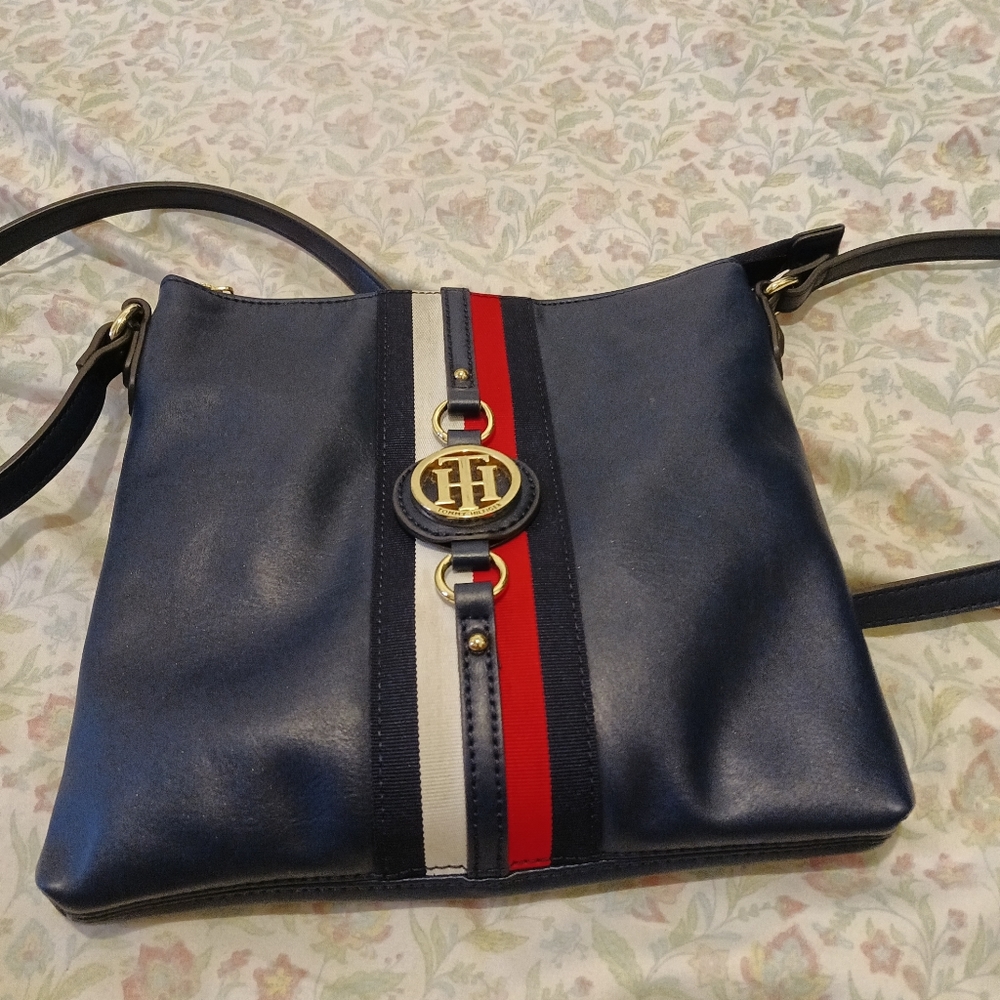 RED , WHITE AND BLUE LEATHER TOMMY HILF POCKETBOOK
